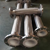 Joint de dilatation flexible en métal DN100 PN16 avec doublure PTFE, raccord à bride, type résistant, 1 pièce, haute pression, pour applications alimentaires