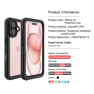 Đầy đủ bảo vệ Rái cá hộp điện thoại di động bìa dưới nước lặn iPhone 16 trường hợp rõ ràng chống sốc không thấm nước trường hợp điện thoại - Product Image 2