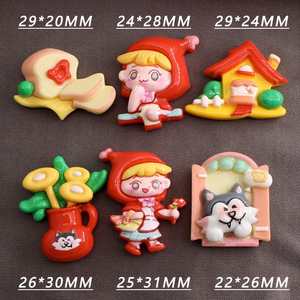 Encantos de resina de dibujos animados The Wolf and Little Red Riding Hood House Flower Diy Decoración para la caja del teléfono - Product Image 2