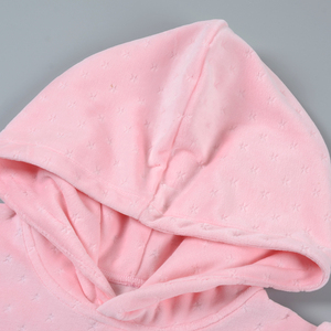 Ensemble deux pièces personnalisé pour filles, haut à manches bouffantes courtes <span class=keywords><strong>de</strong></span> <span class=keywords><strong>couleur</strong></span> unie avec jupe à capuche, tenues décontractées pour bébés filles - Product Image 4