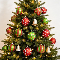 Juego de Adornos Navideños Modernos Minimalistas con Lentejuelas Rojas y Verdes, Bolas Colgantes de Plástico de 8 cm, 12 Piezas, Decoraciones Redondas