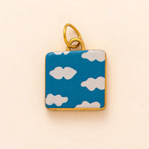 Ciondolo Artigianale Manna in Acciaio Inox Dipinto a Mano con Stella e Nuvola, Placcato in Oro 18K, Charm per Creazione di Gioielli Fai-da-Te - Product Image 3