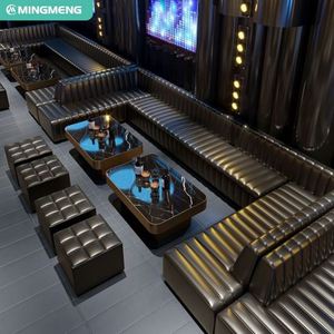 Vente en gros Table KTV luxueuse personnalisée en acier inoxydable avec éclairage LED en verre trempé design moderne Ensemble mobilier pour bar et discothèque salle à manger - Product Image 3