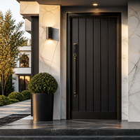 Porte d'entrée de sécurité noire JUNYAO avec rainures verticales, joint EPDM, résistante aux intempéries, certifiée CE AS2047 NFRC pour appartement