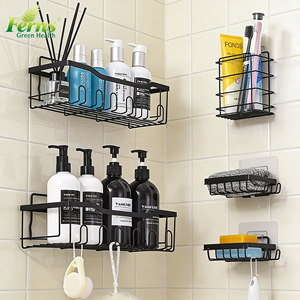Étagère de rangement pour douche, sans perçage, autocollante, organisateur d'angle de douche, étagères d'angle de salle de bain, panier de douche d'angle avec crochets - Product Image 6