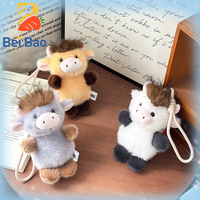 Porte-clés Vache en Peluche en Coton PP Ultra Doux, Animaux en Peluche en Stock pour Accessoire de Sac, Vente Directe Usine