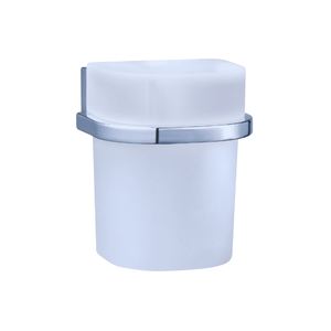 Moderno Portavasos de Baño de Aleación de Zinc Cromado para Montar en la Pared con Vaso de Vidrio - Product Image 1