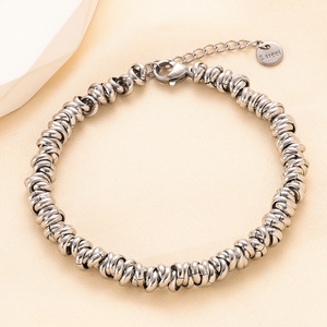 Pulsera de acero inoxidable de 6 mm, joyería de moda para mujer, oro y plata, dos tonos, cadena entrelazada, para uso diario. - Product Image 2