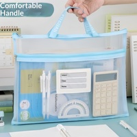 Bolsa de malla para documentos con letra A5, carpeta de archivos transparente con doble cremallera, gran capacidad, almacenamiento para escuela y oficina, papelería