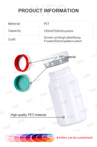 120มล. ฝาสองสีขาวสำหรับสัตว์เลี้ยงแท็บเล็ตแคปซูลวิตามินเกรดอาหารขวดพลาสติกรองรับการปรับแต่ง - Product Image 4