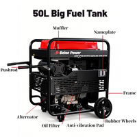 15KW 230V 400V Zweizylinder 4-Takt Luftgekühlter Benzingenerator Mit 100% Reinkupfer-Generator für Camping 50L Großer Kraftstofftank