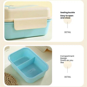 Lonchera Bento <span class=keywords><strong>de</strong></span> Doble Nivel y Gran Capacidad (1L) para Niños, a Prueba <span class=keywords><strong>de</strong></span> Fugas, Apta para Microondas, con Contenedores para la Escuela - Product Image 6