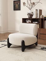 Canapé simple rétro français, design moderne minimaliste, salon, petit appartement, fauteuil en bois massif, style Wabi-Sabi