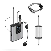 Microphone Casque et Micro-Cravate Sans Fil UHF avec Deux Mini Récepteurs Rechargeables et Émetteur Boîtier