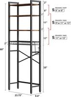 Étagère de rangement pour toilettes, 4 niveaux réglables, organisateur de salle de bain autoportant avec porte-papier, gain de place au-dessus des toilettes