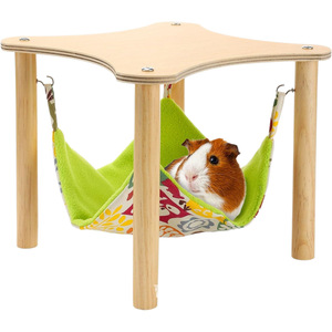 Hamaca de madera para hámster, conejillo de indias, nido para mascotas pequeñas, marco basculante de doble capa, uso en interiores, forma triangular, multifuncional - Product Image 1