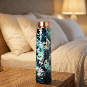 Bouteille en cuivre Meena Artwork, bienfaits pour la santé, bouteille ayurvédique en cuivre avec impression mandala, bouteille d'eau en cuivre pur, design mandala - Product Image 1
