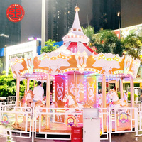 Cheval de carrousel pleine grandeur à vendre Mini carrousel rotatif 7m pour terrain de jeu Carrousel vertical automatique sur remorque