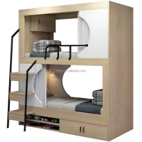 Lit superposé capsule moderne en bois multicouche, taille personnalisable, démontable et assemblable, pour dortoirs, appartements étudiants et chambres.