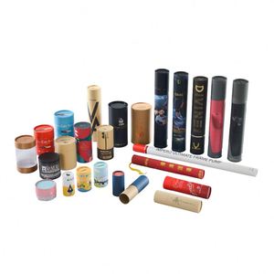 Tubo de envío de cartón de papel Kraft marrón reciclable para embalaje de carteles de correo Cilindro redondo marrón con tapa de plástico metálico - Product Image 1