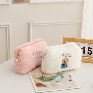 Sac à cosmétiques en peluche, trousse à crayons pour étudiants coréens, grande capacité de rangement, sac de voyage pour femmes, pochette à <span class=keywords><strong>maquillage</strong></span>, <span class=keywords><strong>cadeau</strong></span> pour filles - Product Image 3