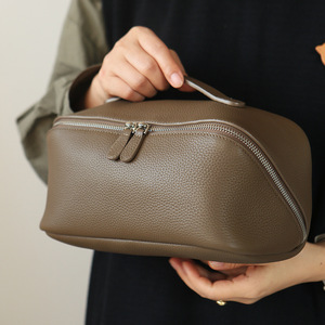Grande trousse de maquillage en cuir PU grande capacité, résistante à l'eau, avec fermeture éclair, organiseur de cosmétiques, trousse de toilette de voyage - Product Image 5