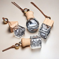 Bouteille vide en verre carrée pour désodorisant de voiture et d'intérieur avec bouchon à vis et impression sérigraphique