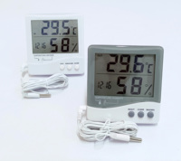 Thermomètre et hygromètre numériques de haute qualité avec grand écran, intérieur/extérieur, avec horloge