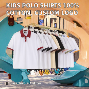 Custom Logo Breathable Knitted Kids for Shirts 100% Cotton Casual Short Sleeve Uniform Tops Children's Wear Wholesale Bulk - Product Image 2