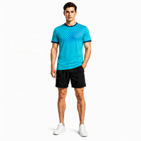 T-shirt à manches courtes pour homme en polyester personnalisé avec impression en sublimation demi-ton et impression 3D sur toute la surface pour vêtements d'entraînement
