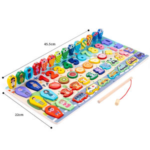 Jouets Montessori en bois pour enfants, jouets éducatifs de forme numérique assortie aux numéros de pêche mathématiques animaux occupés, cadeaux pour enfants - Product Image 6