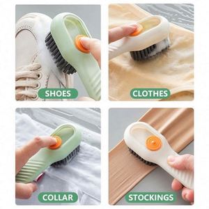 Multifunctional Eco-Friendly PP Soft Nylon Bristled Shoe Brush with Long Steel Handle and Automatic Liquid Adding - Product Image 3