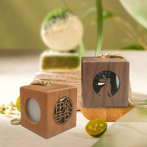 Yonghui Wooden Night Light 7x7x7cm <b>Square</b> Led <b>Tap</b> Control Portable Decorative Gift With Openwork Carving Animal Design - Product Image 2
