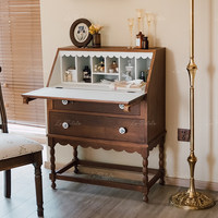 La Petite Coiffeuse Pliante en Bois Massif, Bureau de Secrétaire, Meuble de Rangement Maquillage Style Rétro pour la Maison, l'Appartement, le Café