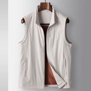 Luxury Men's Silk Blend Filling Vest Nylon Spandex Stretch Sleeveless <b>Gilet</b> Stand Collar Business Casual Custom Logo OEM - Product Image 2