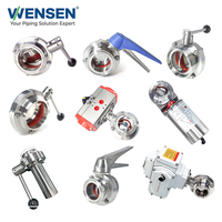 Kit de Válvula de Mariposa de Acero Inoxidable Wensen 304SS 316L con Juntas de Abrazadera Rápida para Sistemas de Tuberías de Grado Sanitario