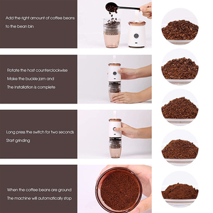 Mini molinillo de café eléctrico portátil con rebabas cónicas, máquina de molienda en polvo, molinillo de café eléctrico versátil - Product Image 5