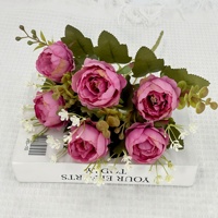 Fleur artificielle en gros, petite branche de rose exquise, teinte et gaufrée à la main, décoration d'intérieur, Fête du Poisson d'avril