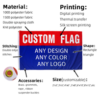 Bendera Iklan Polyester Dua Sisi Ukuran 3x5ft Custom dengan Grommet untuk Pameran Dagang Luar Ruangan, Promosi Bisnis, dan Display Merek