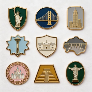 Pins de revers en émail, badges métalliques, broches, emblèmes et objets artisanaux en métal, avec impression UV, sur le thème de <span class=keywords><strong>la</strong></span> Ponte Golden Gate et de <span class=keywords><strong>la</strong></span> Grande Muraille, souvenirs de voyage personnalisés - Product Image 1