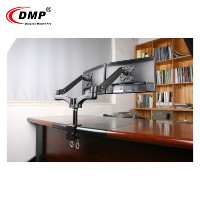 Support de moniteur de bureau VESA à double bras en alliage d'aluminium noir/argent GS352-D avec ressort à gaz et bras rotatif