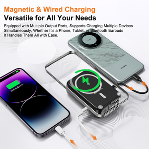 แบตเตอรี่สำรองแม่เหล็กไร้สาย 10000mAh พร้อมที่ชาร์จพกพา AC 22.5W รองรับการชาร์จเร็ว PD สายชาร์จในตัว หน้าจอ LED - Product Image 6