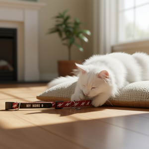 Collar para gatos My Home con etiqueta de identificación, diseño rojo y blanco, ajustable para mascotas - Product Image 3