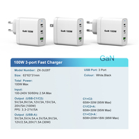 Usine directe 100W GaN chargeur Type c 2C1A adaptateur de chargeur de téléphone portable PD 3.0 chargeur rapide bureau 100W chargeur USB C