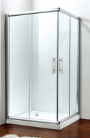 Cabine de douche moderne à double porte coulissante en verre trempé, cadre carré, 22 ans de fabrication, pour l'amélioration de l'habitat
