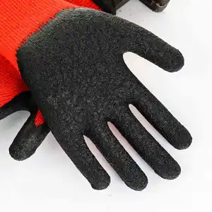 Professional 13g Rubber Dipped Safety Glove Latex Crinkle Coated Safety Gloves En388 Wonder Grip Gloves