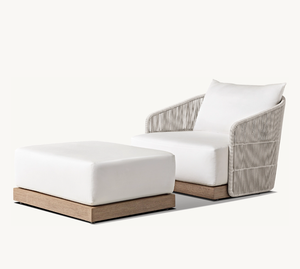 Modern Luxury All Weather Patio Garden Hotel Beach Rattan Sofas Ottoman Outdoor Leisure Furniture Rope Hand Woven Ottoman - Product Image 1