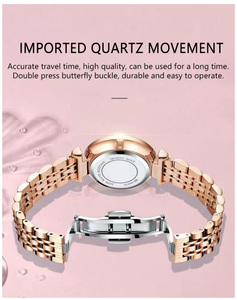 Nouvelle <span class=keywords><strong>Montre</strong></span> <span class=keywords><strong>Femme</strong></span> et Ensemble de Bijoux Simple, Mode Bande Acier Diamant Quartz Loisir, <span class=keywords><strong>Montre</strong></span> Lumineuse <span class=keywords><strong>Femme</strong></span> Brillant Or Rose - Product Image 6