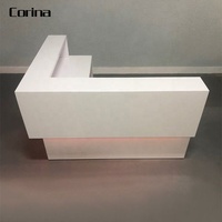 Bureau d'or moderne en corail blanc, surface solide, réception, livraison gratuite