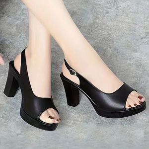 Sandali Eleganti da Donna <span class=keywords><strong>con</strong></span> Tomaia in Pizzo, Punta Aperta, <span class=keywords><strong>Tacco</strong></span> Spesso Singolo e Design <span class=keywords><strong>con</strong></span> Fibbia, <span class=keywords><strong>Scarpe</strong></span> Estive Morbide per il Commercio Estero - Product Image 2